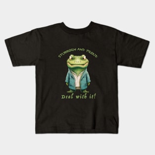 Crocodile Stubborn Deal With It Cute Adorable Funny Quote Kids T-Shirt